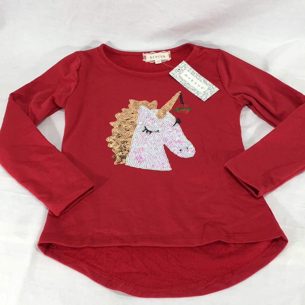 btween Unicorn with Ornament Sweatshirt, Red, 10